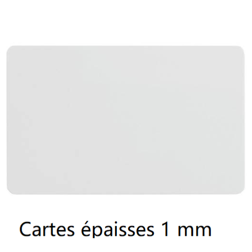 Zebra, Cartes PVC Blanches. 1,00mm d'épaisseur