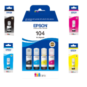 Recharges Pour Epson Ecotank Série 104, Pack 4 Couleurs