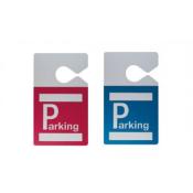 Badge parking avec accroche rétroviseur rouge ou bleu - IDS75 (lot de 100)