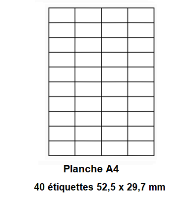 Etiquettes En Planches A4, Papier Blanc Adhésif Permanent, Coins Vifs