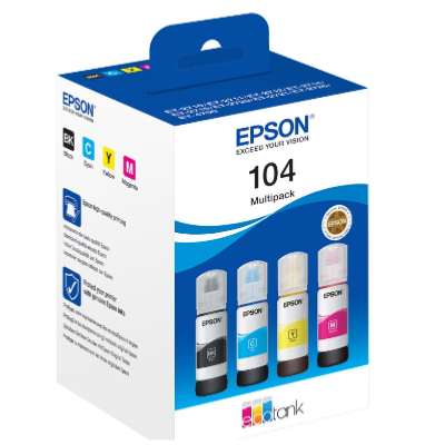 Recharges Pour Epson Ecotank Série 104, Pack 4 Couleurs