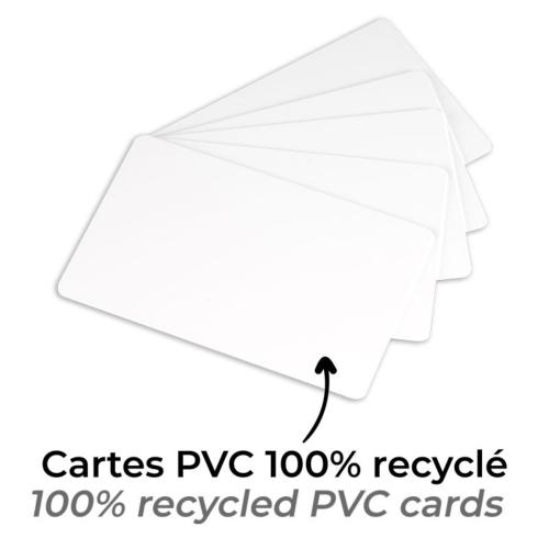 Lot de 100 cartes en PVC 100% recyclé – Blanches