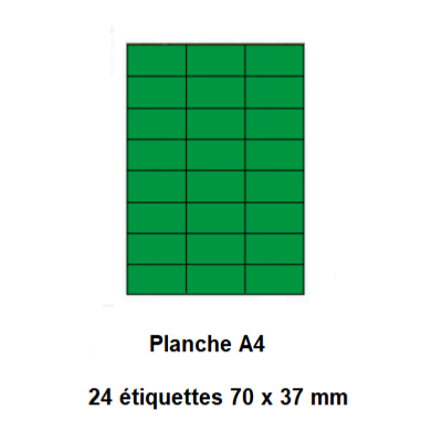 Etiquettes En Planches A4, Papier Couleurs Fluo Adhésif Permanent , Vert Fluo