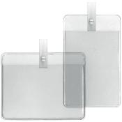 Porte-badge PVC Vertical souple prêt à l'emploi - pince plastique blanc - IDS 44 (lot de 100)
